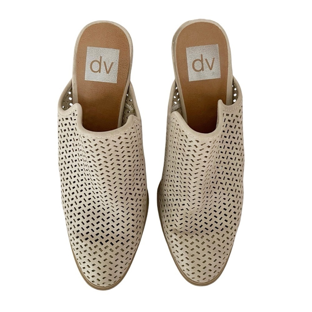 Dolce Vita Mules Clogs Women's Size 8 Nude Laser Cut Heels Slip On Slides Shoes